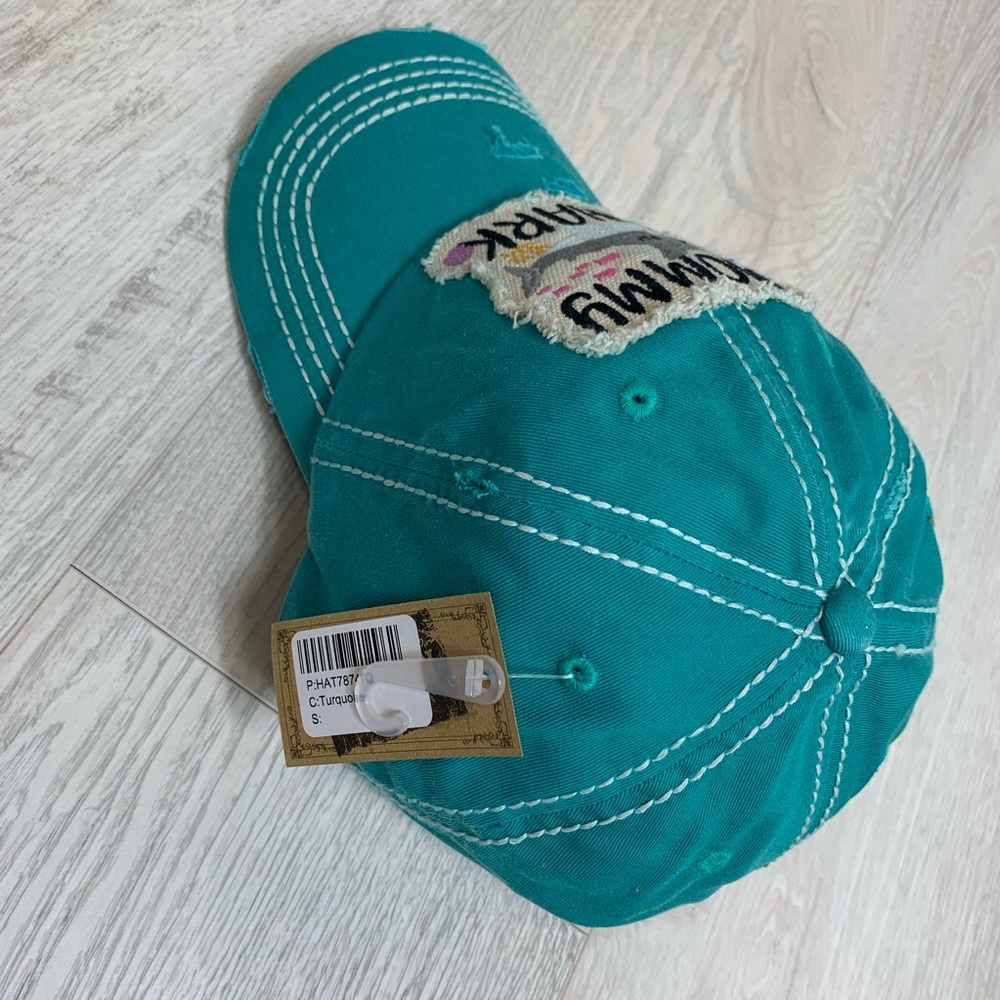 Mommy Shark Baseball Cap Hat Aqua New - Picture 4 of 6